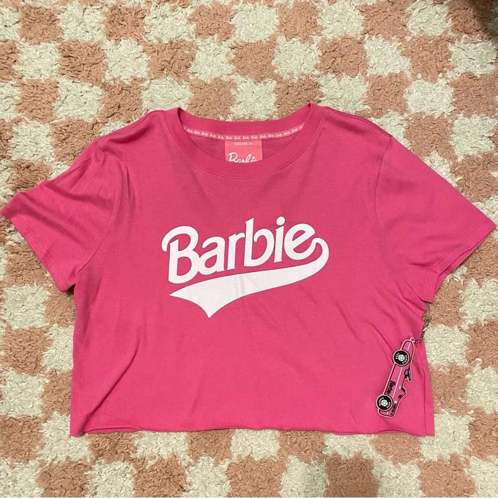 NWT Forever21 x Barbie Logo Graphic Crop Tee Sz L
